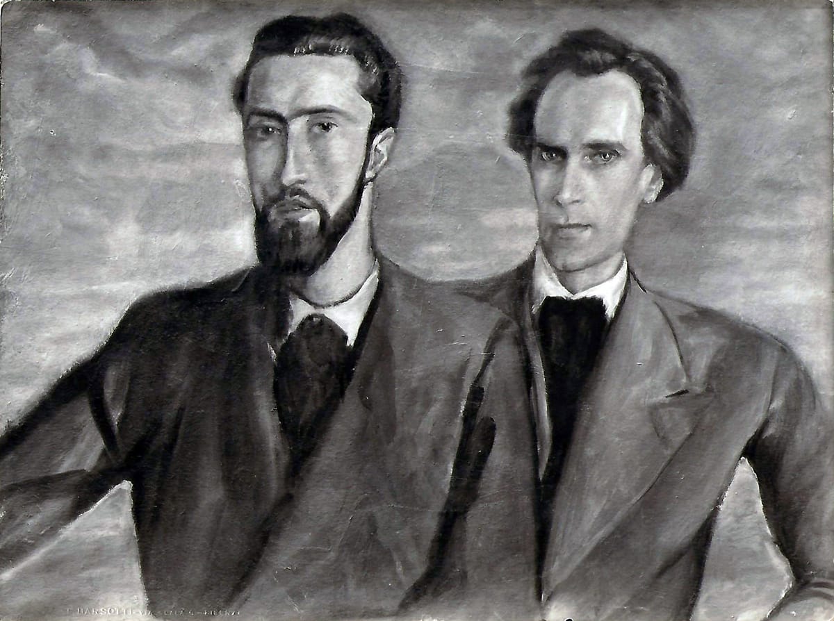 Retrato de Luc Dietrich y Lanza del Vasto por Giovanni, 1934