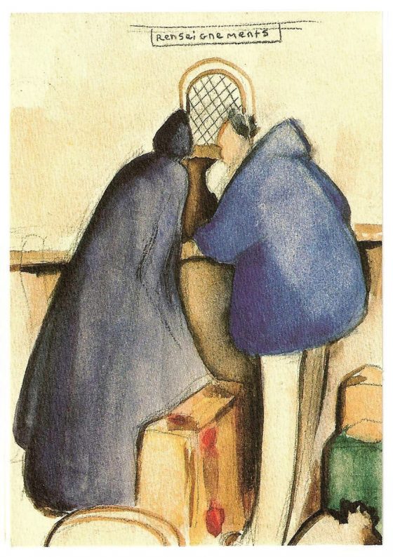 Disegno di La Caille: Allo sportello