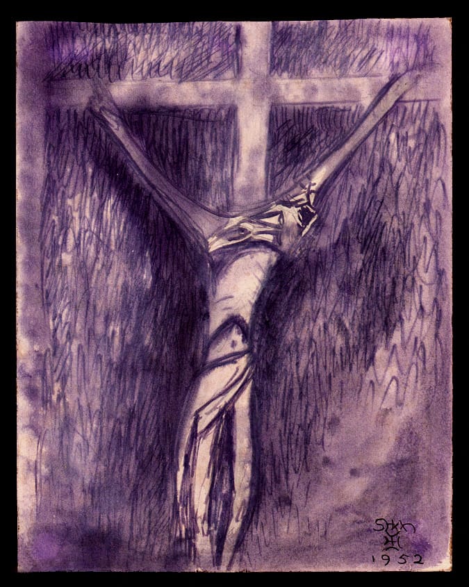 Gesù in croce [Disegno di Lanza del Vasto]