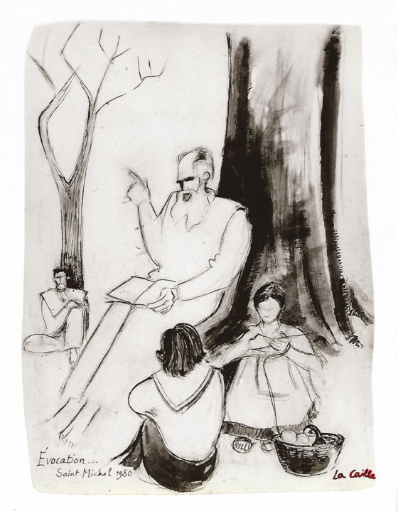 Lanza del Vasto - Un dessin de La Caille réalisé lors de la Saint-Michel 1980