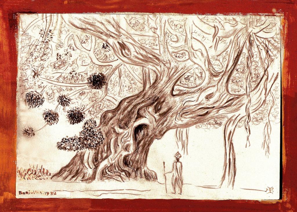 Lanza del Vasto - Arbre et pèlerin - Inde - 1954